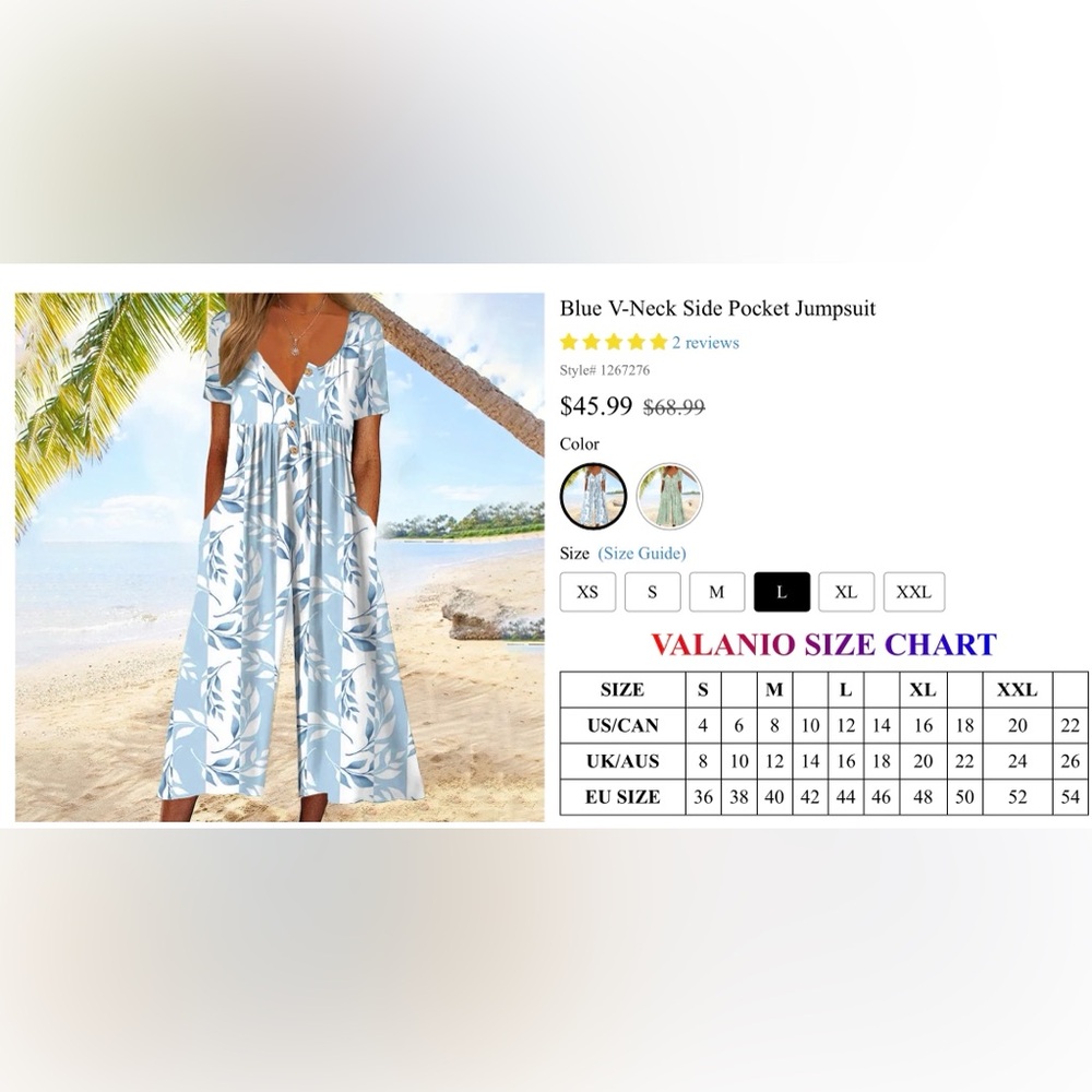 Blue V-Neck Side Pocket Jumpsuit